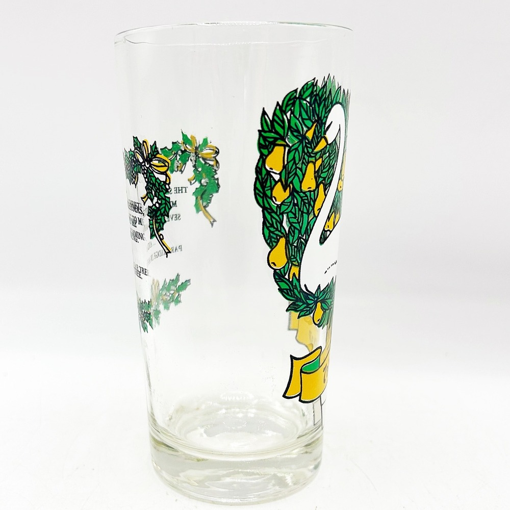 Vintage 7th Day Seven Swans A Swimming 12 Days Christmas Drinking Glass Tumbler - Picture 5 of 7